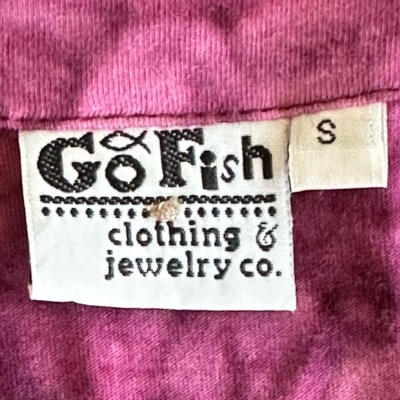 GoFish | 100% Cotton Pink Tie Dye Button Down Blouse with Eyelet, Size S - Picture 3 of 7